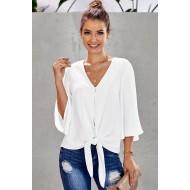 Bela bluza Briana z vozlom