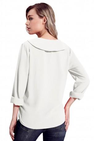 Bela bluza Pearl z ovratnikom