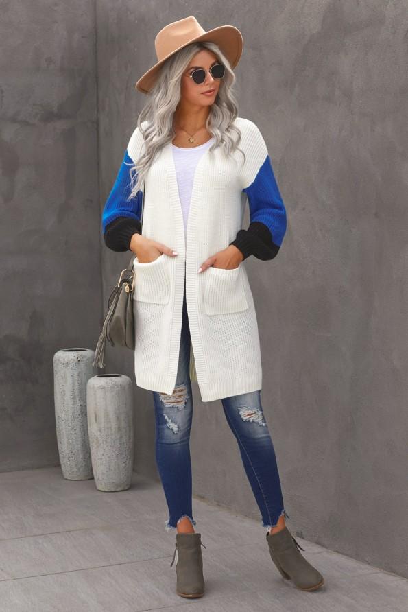 Bela bombažna jopica z žepkom Anna