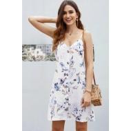 Bela Cami obleka Kathleen z gumbi