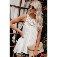 Bela čipkasta dolga majica Balie