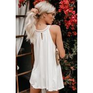 Bela čipkasta dolga majica Balie