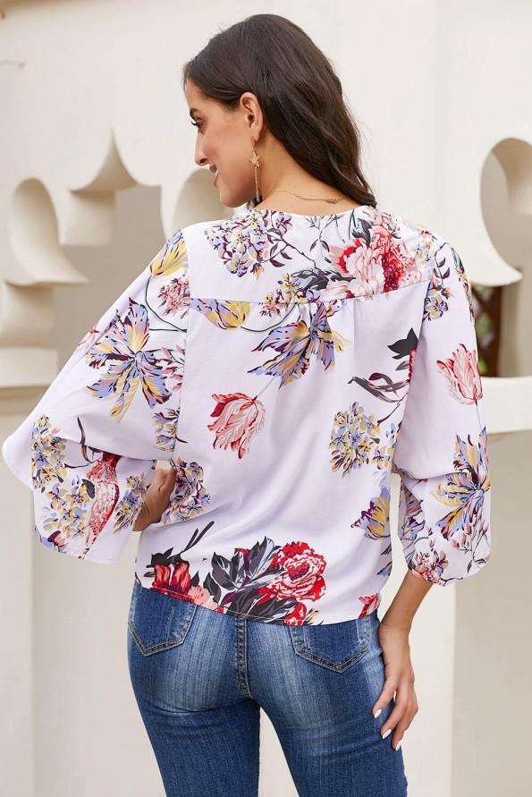 Bela cvetlična kimono majica Yara