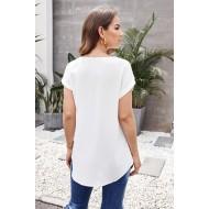 Bela elegantna bluza Jamie z zadrgo