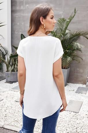 Bela elegantna bluza Jamie z zadrgo