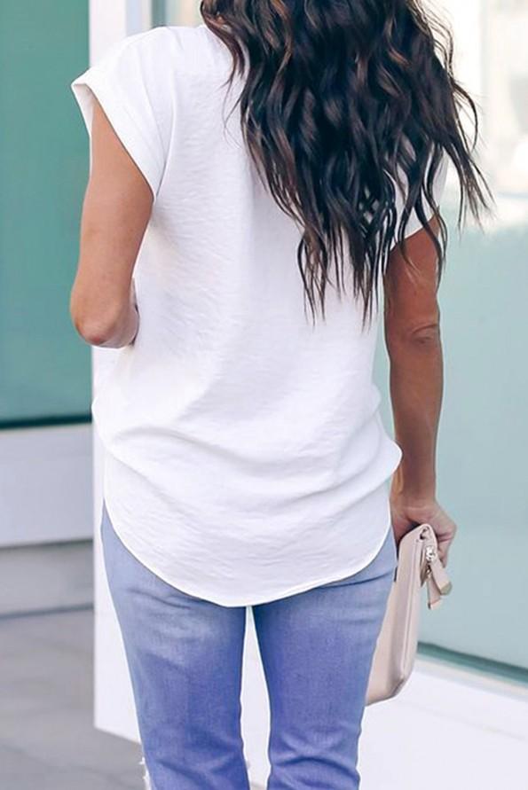 Bela elegantna bluza Jamie z zadrgo