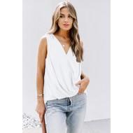 Bela elegantna majica brez rokavov Amaia