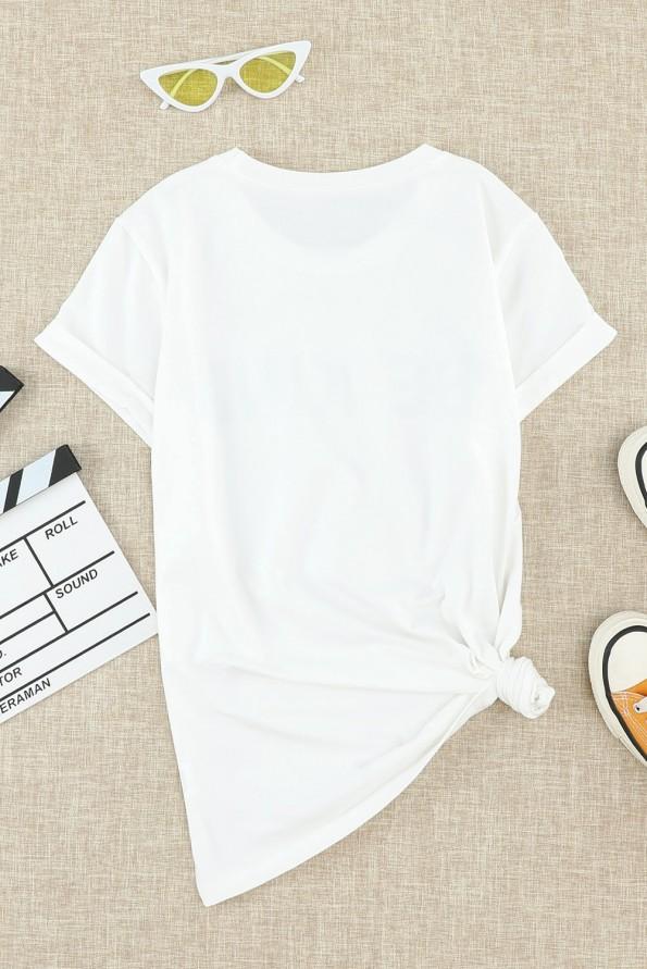 Bela kratka majica Marianna z napisom