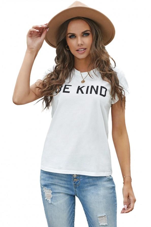 Bela kratka majica Marianna z napisom