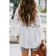 Bela ohlapna bluza Sarah na gumbe