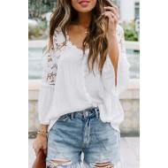 Bela ohlapna bluza Sarah na gumbe