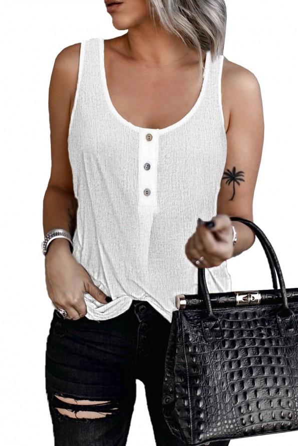 Bela pletena majica brez rokavov Maya