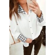 Bela srajca z karirastimi zavihki Sandra