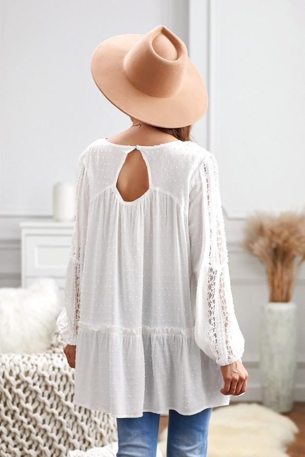 Bela tunika Gabrielle s čipko