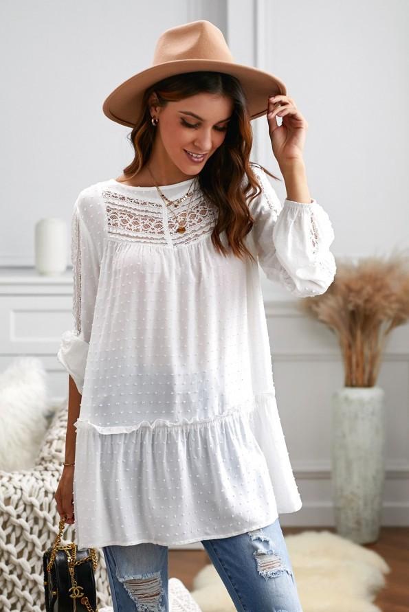 Bela tunika Gabrielle s čipko