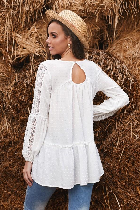 Bela tunika Gabrielle s čipko