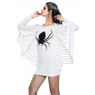 Bela tunika obleka Liana s potiskom pajka