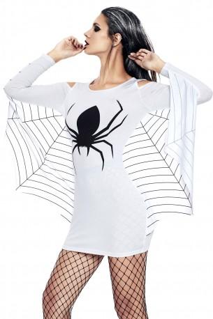 Bela tunika obleka Liana s potiskom pajka