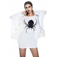 Bela tunika obleka Liana s potiskom pajka