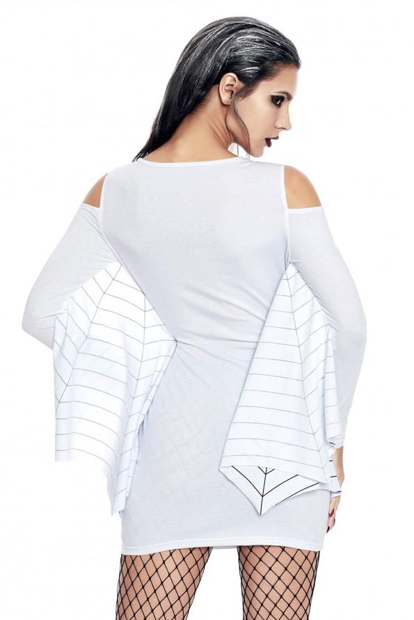 Bela tunika obleka Liana s potiskom pajka