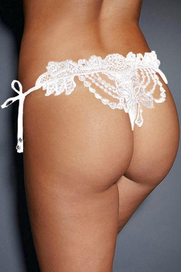 Bele čipkaste hlačke na vezalke