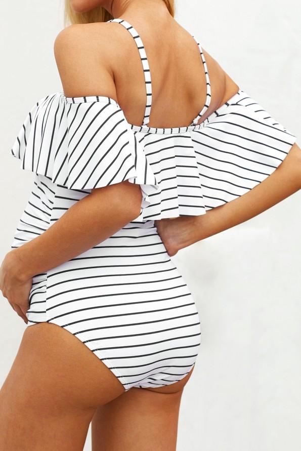 Bele črtaste kopalke Jazmine za nosečnice