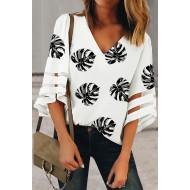 Beli majica z  mrežastimi rokavi Palma