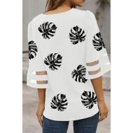 Beli majica z  mrežastimi rokavi Palma