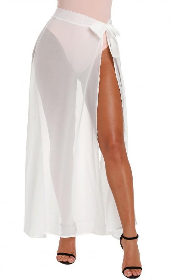 Belo maxi prosojno krilo Millie