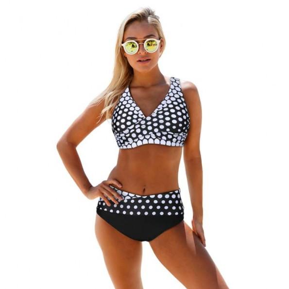 Bikini s čipko na hrbtni strani in belimi krogci Delilah
