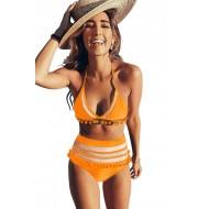 Bikini Serena z visokim pasom in pom pom okraski