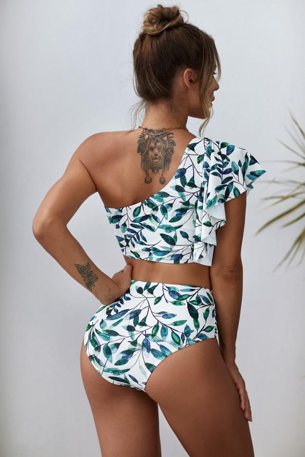 Bikini Terry s potiskom lista in volančki