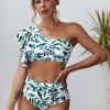 Bikini Terry s potiskom lista in volančki