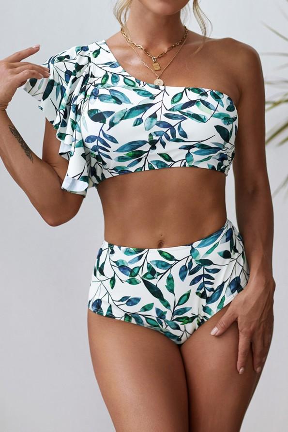 Bikini Terry s potiskom lista in volančki
