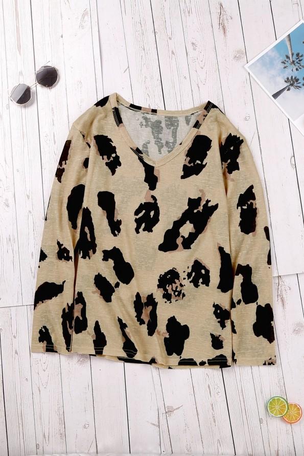 Bluza Brooklyn z dolgimi rokavi in leopardjim potiskom