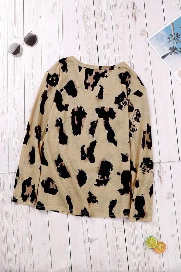 Bluza Brooklyn z dolgimi rokavi in leopardjim potiskom