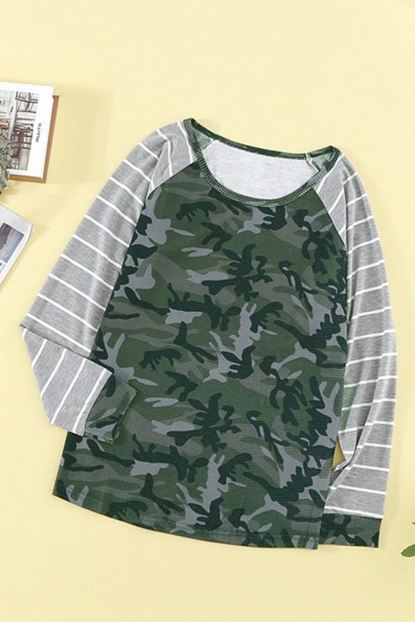 Bluza Elaina za prosti čas z vojaškim vzorcem