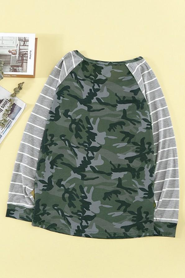 Bluza Elaina za prosti čas z vojaškim vzorcem