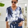 Bluza Kamila s črnimi tie dye vzorci in vozlom