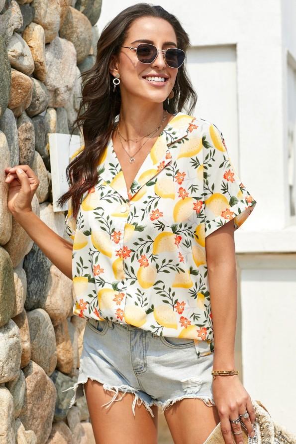 Bluza Sage z rumenim potiskom