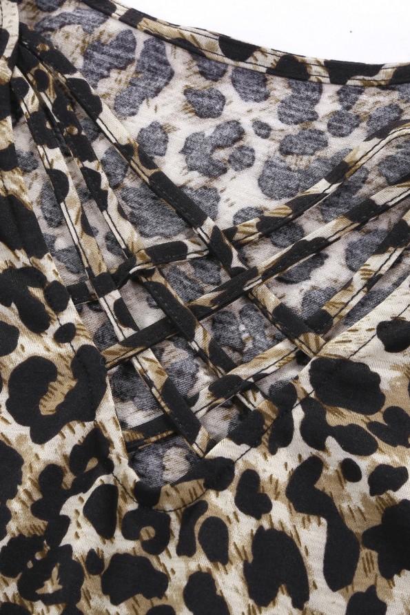 Bluza Sawyer z leopardjim potiskom in vozlom