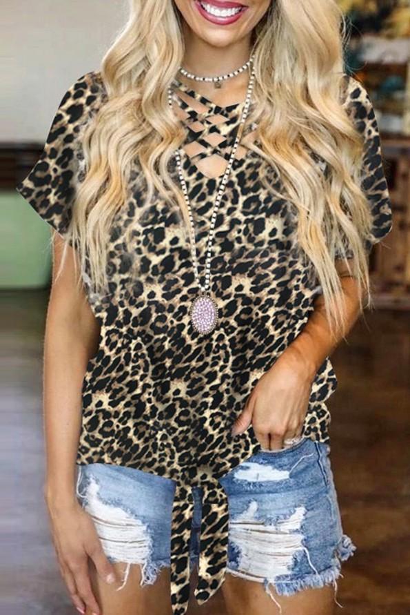 Bluza Sawyer z leopardjim potiskom in vozlom