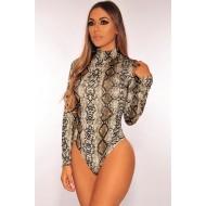 Bodi Harper s kačjim vzorcem in visokim ovratnikom