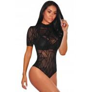 Bodysuit Jessica s kratkimi rokavi in zaprtim vratom