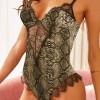 Bodysuit Joy z kačjim motivom prekrit s črnimi čipkami