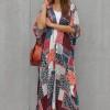 Bohemski kimono Catalina z geometrijskimi vzorci