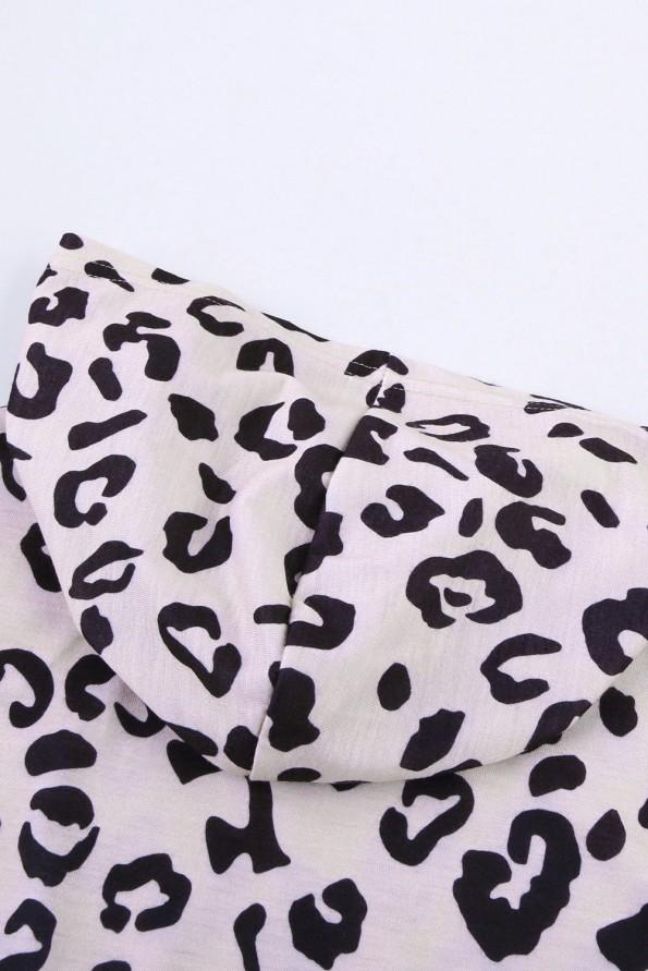 Bombažna mini obleka Brianna z leopardjim potiskom
