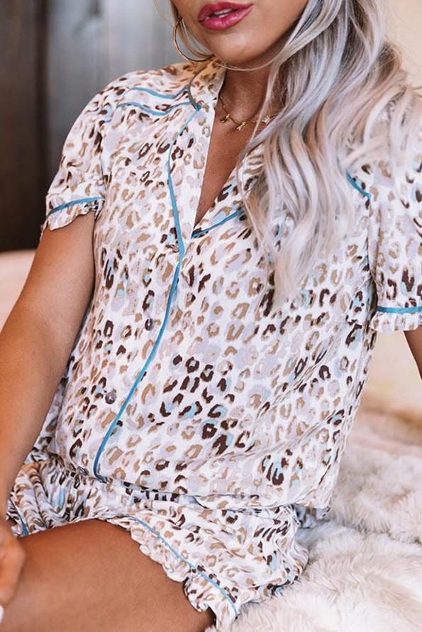 Bombažna pižama z leopardovo poslikavo Annie