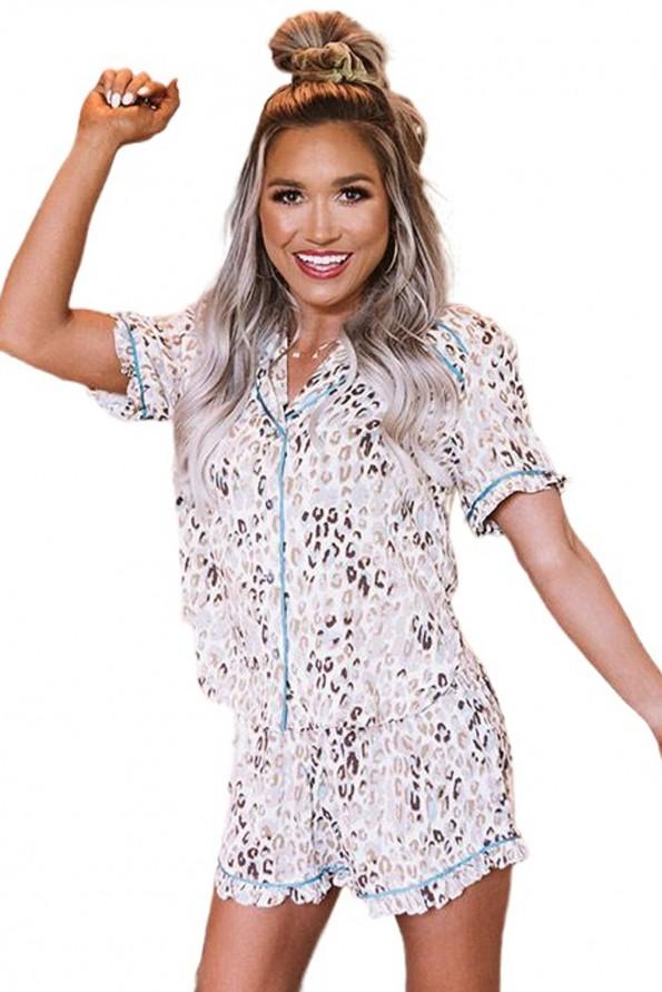 Bombažna pižama z leopardovo poslikavo Annie