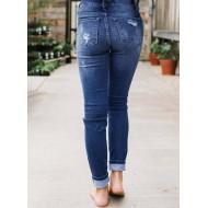 Bombažne raztrgane kavbojke z leopardovimi obliži Monica